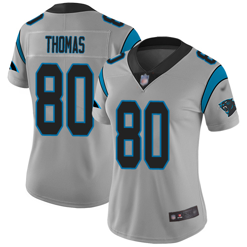 Carolina Panthers Limited Silver Women Ian Thomas Jersey NFL Football #80 Inverted Legend->carolina panthers->NFL Jersey